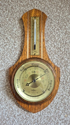 Wood banjo barometer - barometer, &